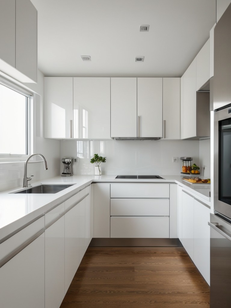 contemporary-kitchen-ideas-sleek-minimalist-design-stainless-steel-appliances-glossy-white-cabinets-creating-sleek-streamlined-look