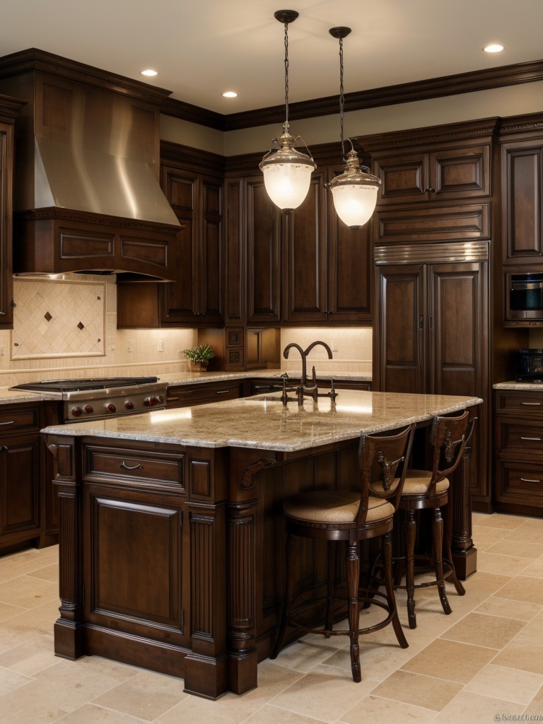 traditional-kitchen-ideas-elegant-wood-cabinetry-ornate-hardware-large-center-island-added-workspace-seating