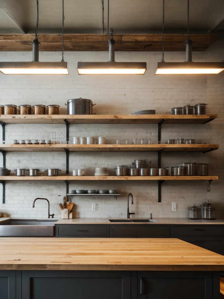 industrial-kitchen-ideas-raw-unfinished-materials-open-shelving-statement-lighting-fixtures