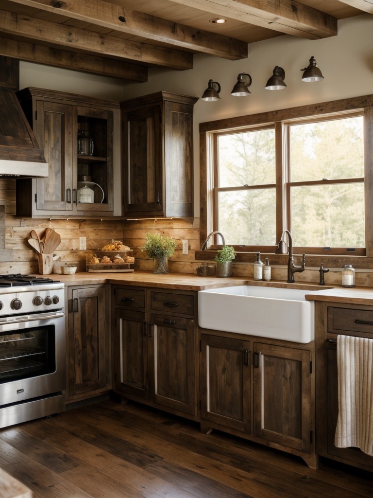 country-kitchen-ideas-cozy-rustic-charm-using-warm-tones-like-earthy-browns-incorporating-farmhouse-table-distressed-finish