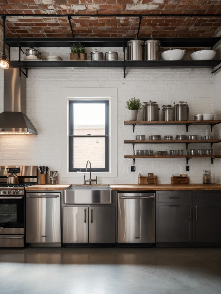 industrial-kitchen-design-ideas-inspired-urban-lofts-utilizing-exposed-brick-walls-stainless-steel-appliances-incorporating-open-shelving-metal-bracke