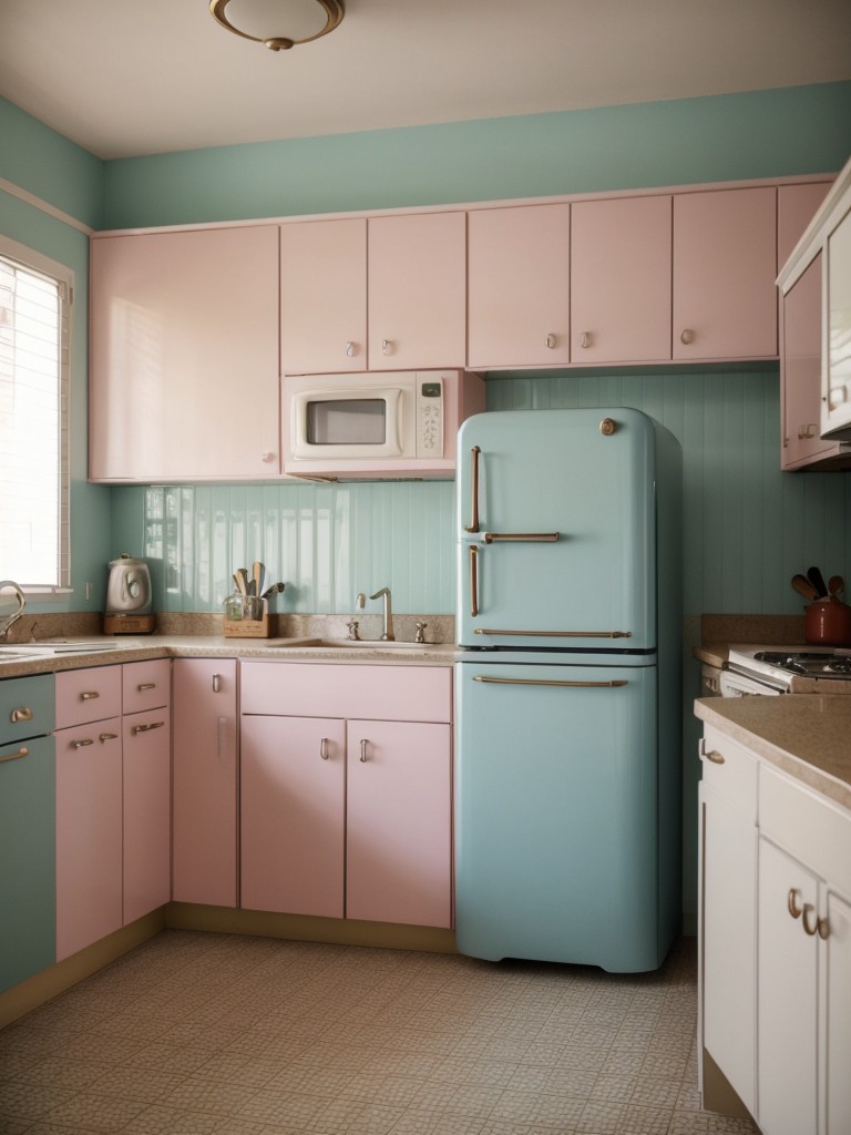 vintage-kitchen-ideas-inspired-retro-designs-1950s-1960s-incorporating-pastel-colors-retro-appliances-vinyl-flooring-nostalgic-charming-feel