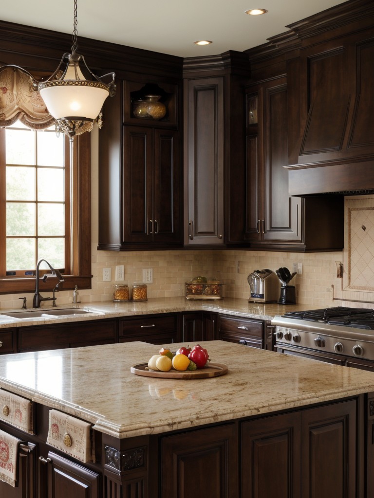 traditional-kitchen-ideas-dark-wood-cabinets-ornate-detailing-large-kitchen-island-classic-elegant-look