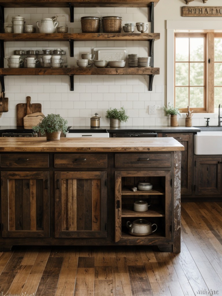 rustic-farmhouse-kitchen-design-distressed-wood-cabinets-open-shelving-vintage-inspired-decor