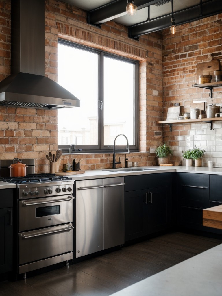 industrial-kitchen-ideas-showcasing-exposed-brick-walls-metal-accents-minimalist-cabinetry-modern-urban-look