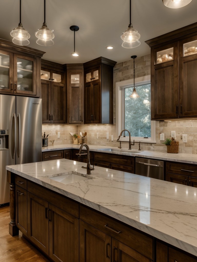 traditional-kitchen-design-rich-wood-cabinetry-farmhouse-sink-classic-pendant-lighting