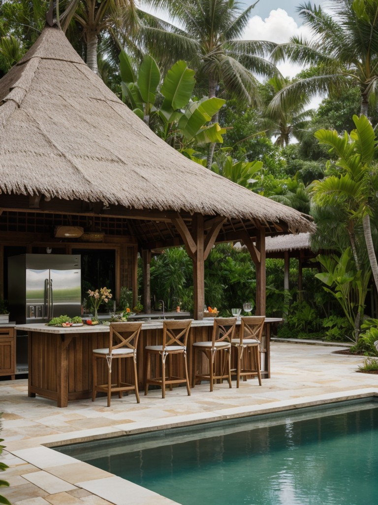 tropical-backyard-ideas-lush-plants-hammock-paradise-thatched-roof-outdoor-kitchen