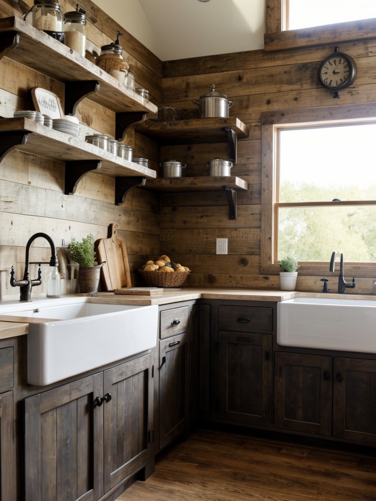 farmhouse-kitchen-design-ideas-barn-wood-accents-farmhouse-sink-open-shelving-cozy-rustic-look