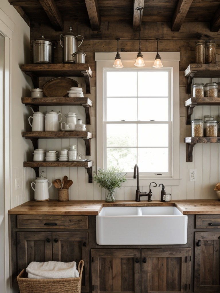 rustic-farmhouse-kitchen-design-ideas-distressed-wood-cabinetry-farmhouse-sink-open-shelving-cozy-inviting-atmosphere