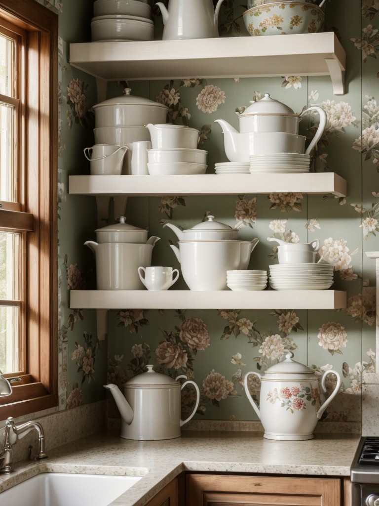cottage-kitchen-ideas-cozy-welcoming-atmosphere-incorporating-open-shelves-floral-wallpaper-charming-appeal
