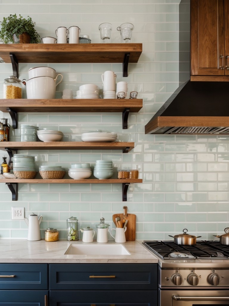 eclectic-kitchen-ideas-mix-different-styles-unique-accessories-incorporating-open-shelves-colorful-tile-backsplash-vibrant-look