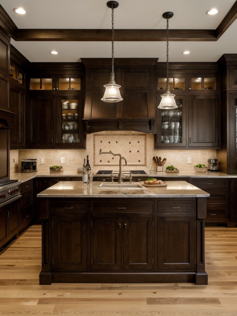 traditional-kitchen-ideas-timeless-elegance-rich-wood-finishes-incorporating-glass-front-cabinets-large-kitchen-island-extra-prep-space