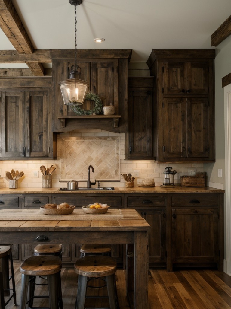 country-kitchen-ideas-cozy-rustic-aesthetic-featuring-distressed-cabinets-vintage-inspired-accessories-welcoming-farmhouse-table