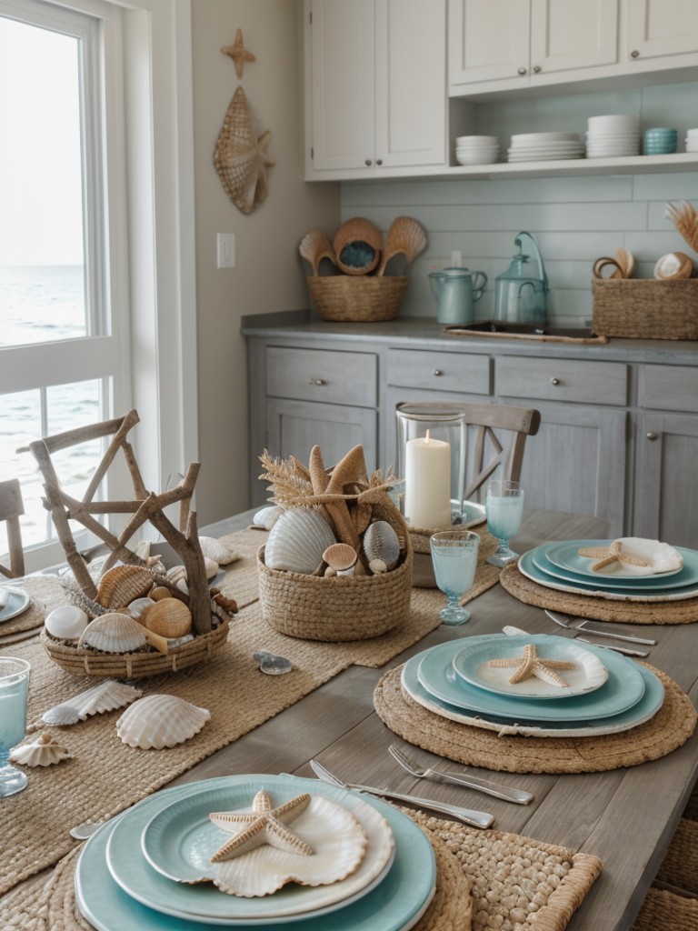accentuate-coastal-theme-beach-inspired-accessories-like-seashell-decorations-woven-placemats-driftwood-centerpiece