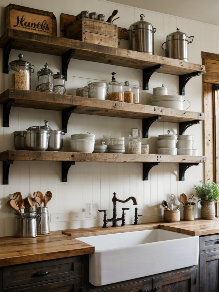 rustic-farmhouse-kitchen-ideas-reclaimed-wood-features-vintage-inspired-decor-using-open-shelving-farmhouse-sinks