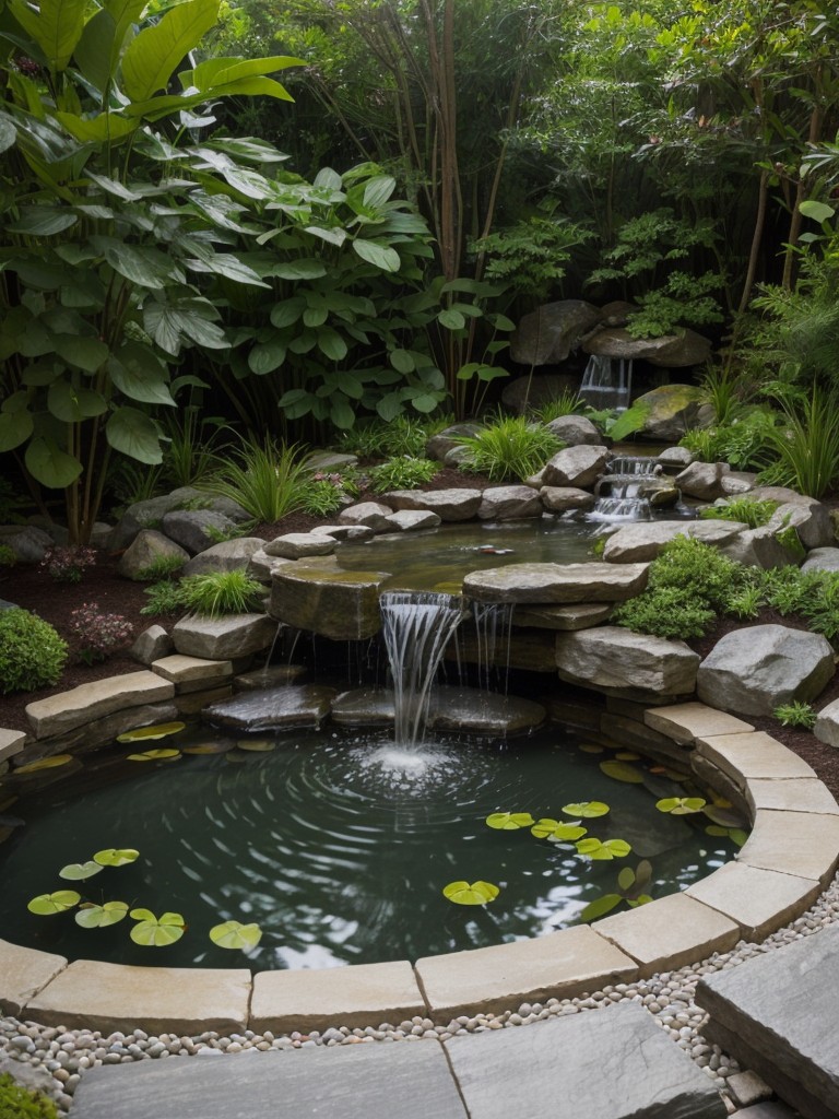 create-peaceful-retreat-diy-water-feature-like-small-pond-mini-waterfall-surrounded-lush-plants-stones