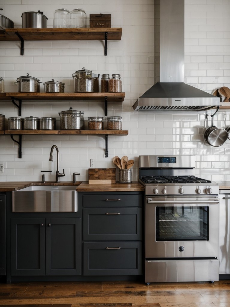 industrial-kitchen-ideas-exposed-brick-walls-metal-accents-utilizing-open-shelving-stainless-steel-appliances-edgy-urban-vibe