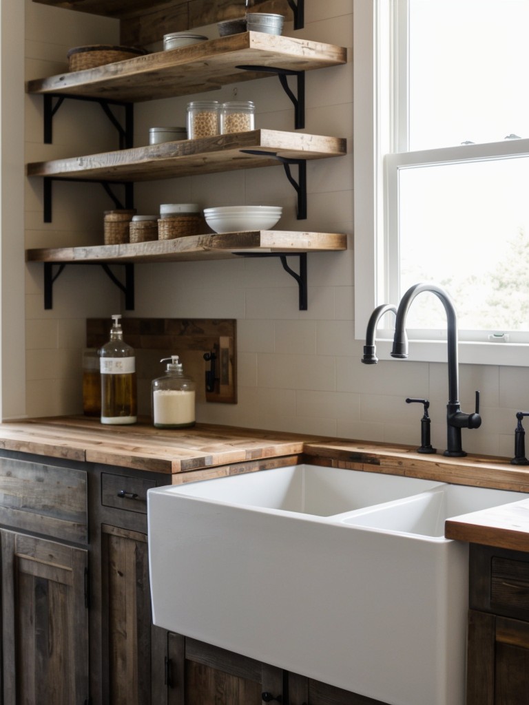 incorporating-open-shelving-reclaimed-wood-elements-farmhouse-sink