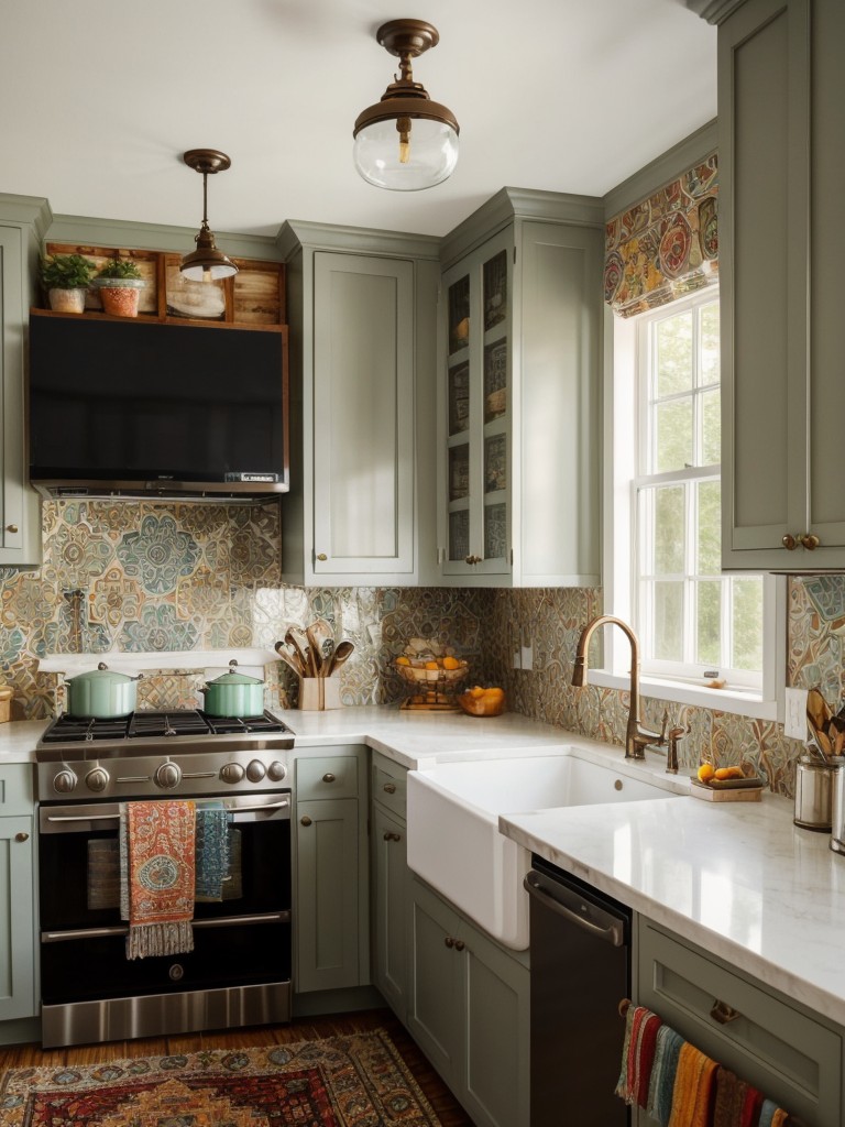 eclectic-kitchen-ideas-mix-match-patterns-colors-unique-decor-pieces-playful-bohemian-vibe