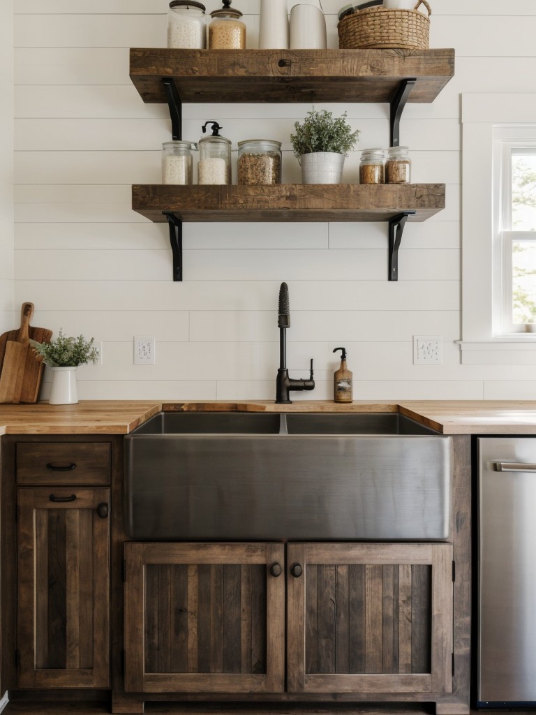 contemporary-farmhouse-kitchen-ideas-blend-rustic-modern-elements-incorporating-farmhouse-sink-open-shelving