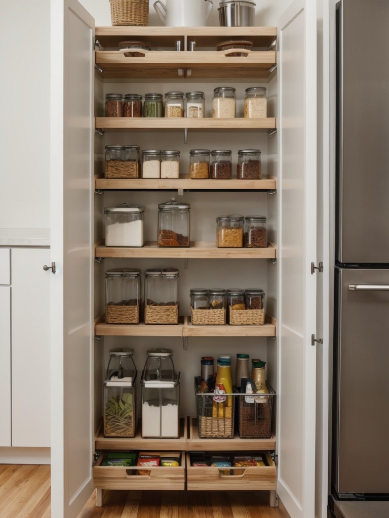 creative-storage-solutions-to-maximize-space-small-kitchen-such-pull-out-pantry-shelves-hanging-pot-racks