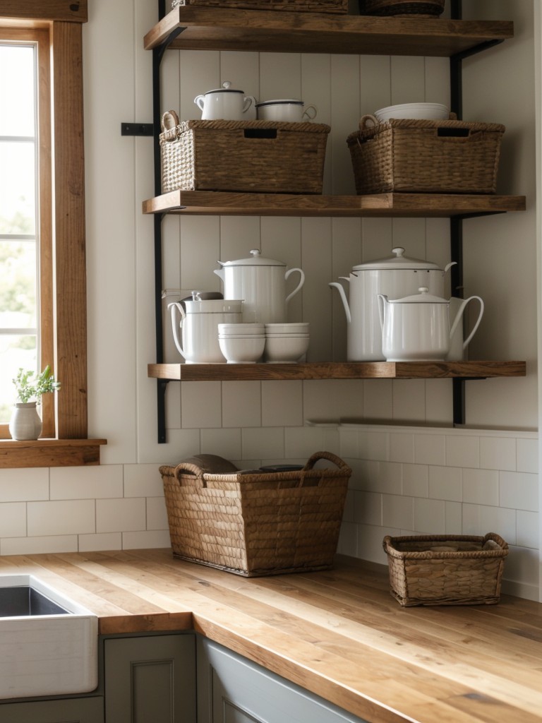 utilizing-open-shelving-decorative-baskets-farmhouse-inspired-kitchen-cozy-organized-feel