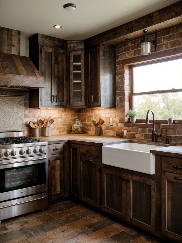 rustic-farmhouse-kitchen-inspiration-distressed-wooden-cabinets-brick-backsplash-vintage-inspired-hardware-creating-warm-inviting-atmosphere