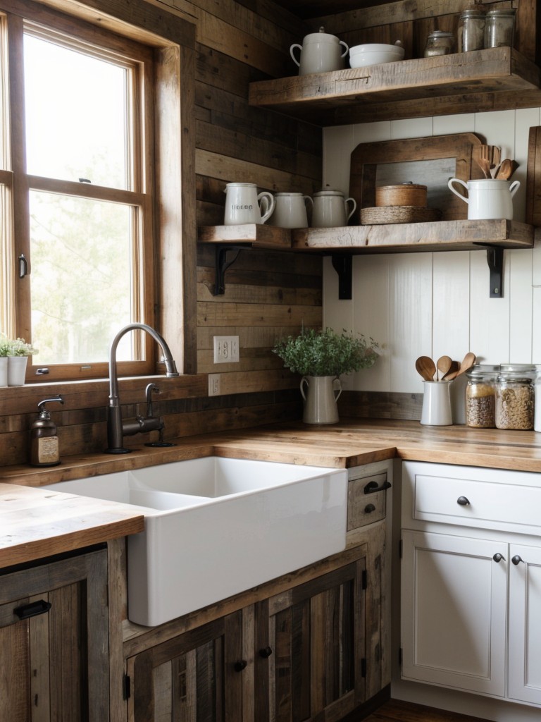 rustic-kitchen-inspiration-reclaimed-wood-elements-farmhouse-sink-open-shelving-cozy-charming-atmosphere