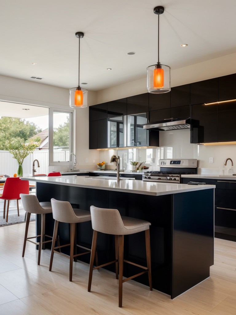 contemporary-kitchen-ideas-bold-pops-color-streamlined-appliances-statement-lighting-fixtures-modern-vibrant-space