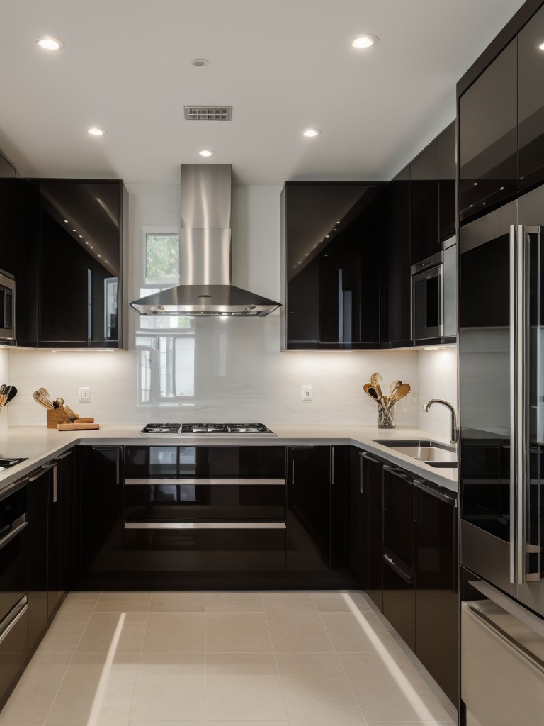 contemporary-kitchen-ideas-sleek-high-gloss-cabinets-modern-pendant-lighting