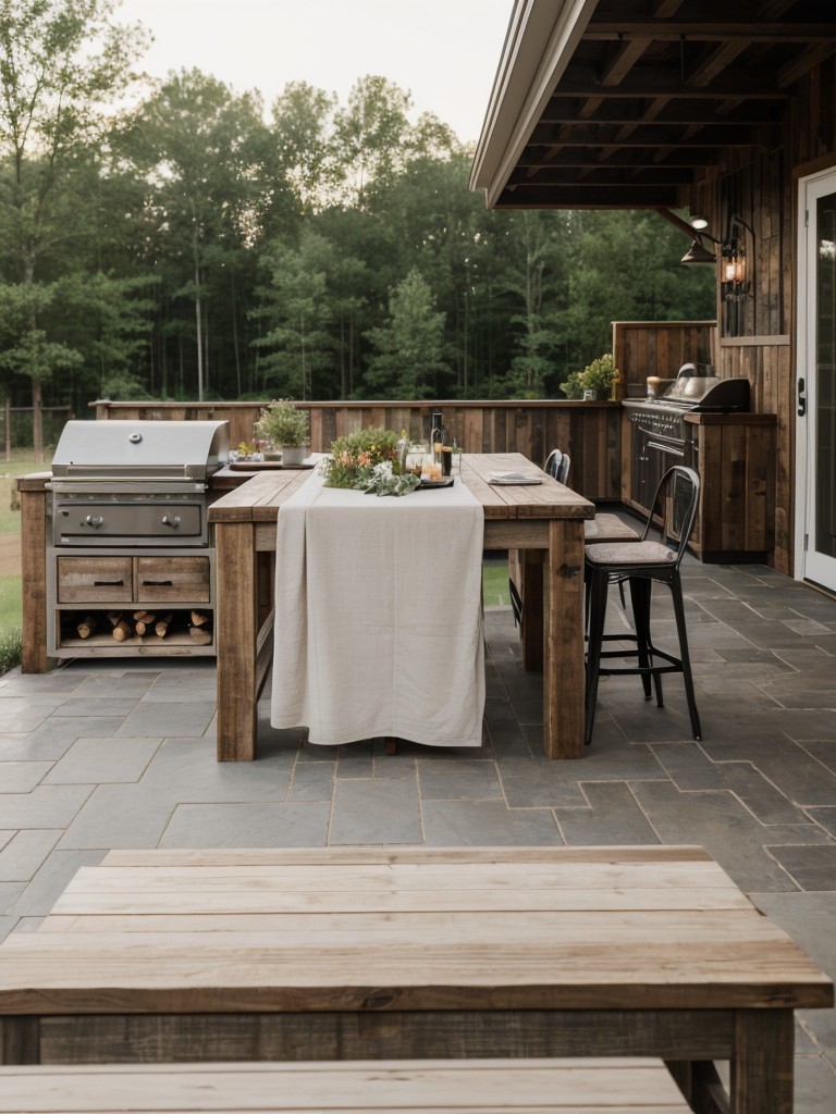 modern-farmhouse-backyard-design-ideas-rustic-wooden-dining-table-outdoor-kitchen-blending-comforts-home-charming-country-aesthetic