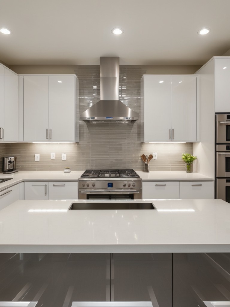 contemporary-kitchen-ideas-high-gloss-cabinets-quartz-countertops-stainless-steel-appliances-achieving-sleek-polished-look