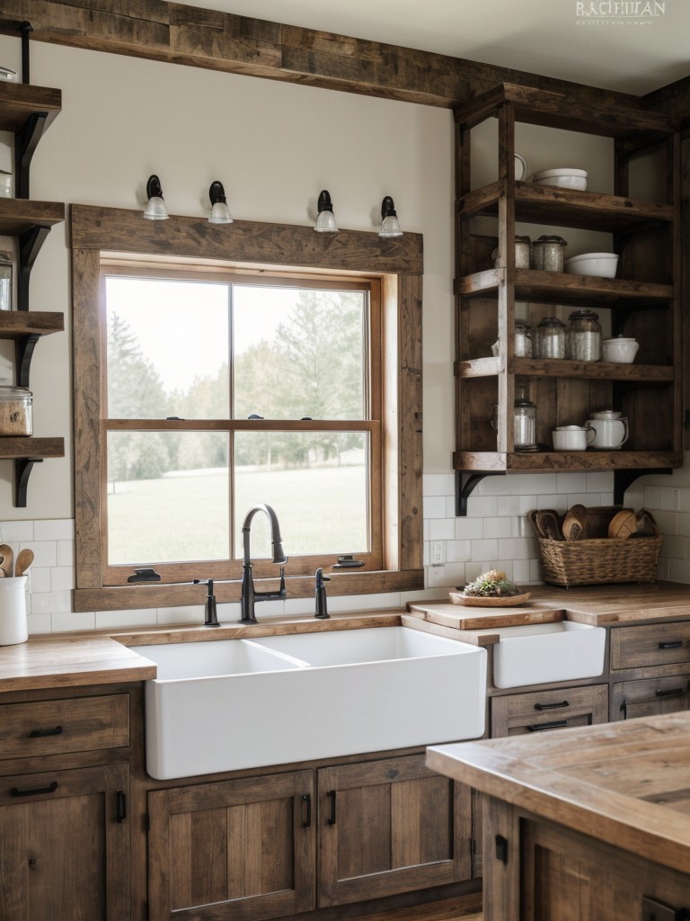 farmhouse-kitchen-ideas-cozy-inviting-feel-showcasing-farmhouse-sinks-open-shelving-rustic-elements-like-barnwood-accents
