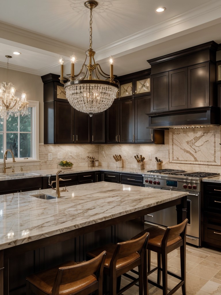 utilizing-marble-countertops-statement-chandelier-to-create-luxurious-sophisticated-kitchen-design