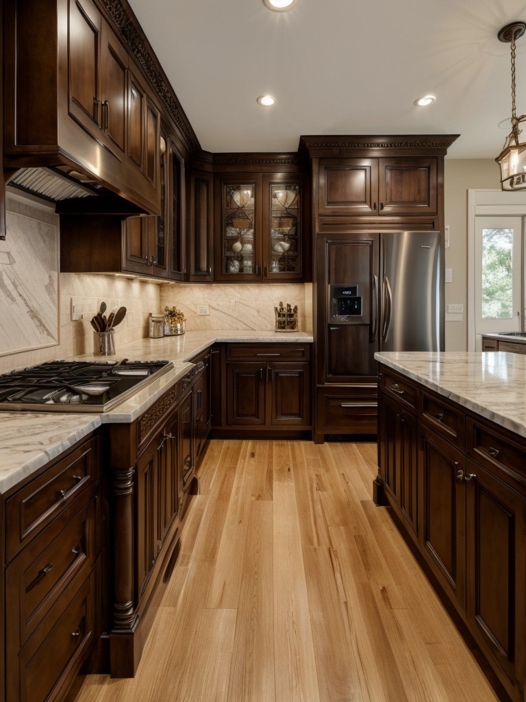 traditional-kitchen-ideas-elegant-wood-cabinetry-ornate-details-classic-marble-countertops