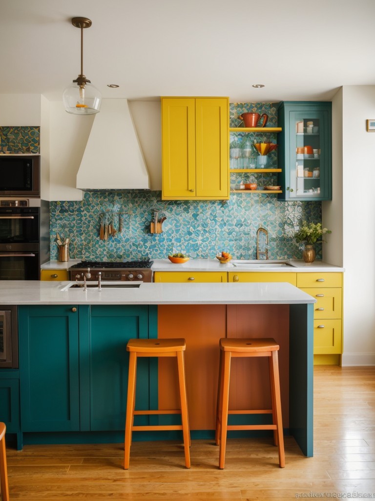 eclectic-kitchen-ideas-mix-match-patterns-vibrant-pops-color