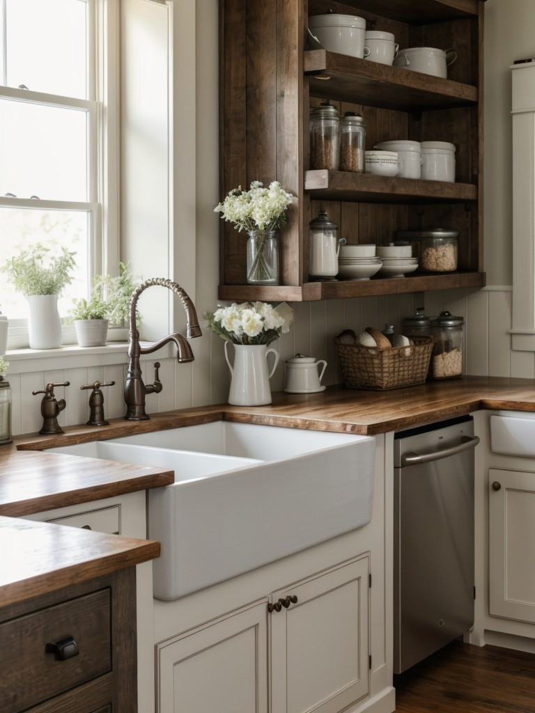 farmhouse-kitchen-ideas-cozy-vibes-vintage-inspired-decor-farmhouse-sinks-incorporating-furniture-style-cabinetry-open-shelves