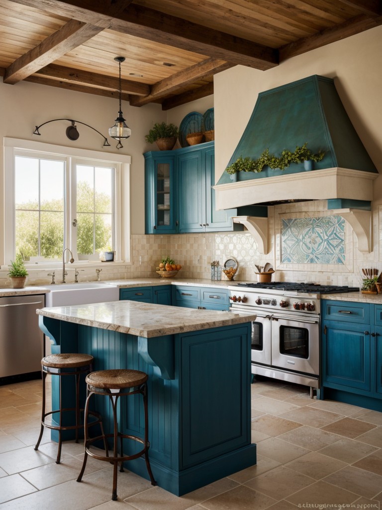 mediterranean-kitchen-ideas-inspired-coastal-regions-incorporating-vibrant-hues-decorative-tiles-wrought-iron-details-creating-breezy-inviting-space