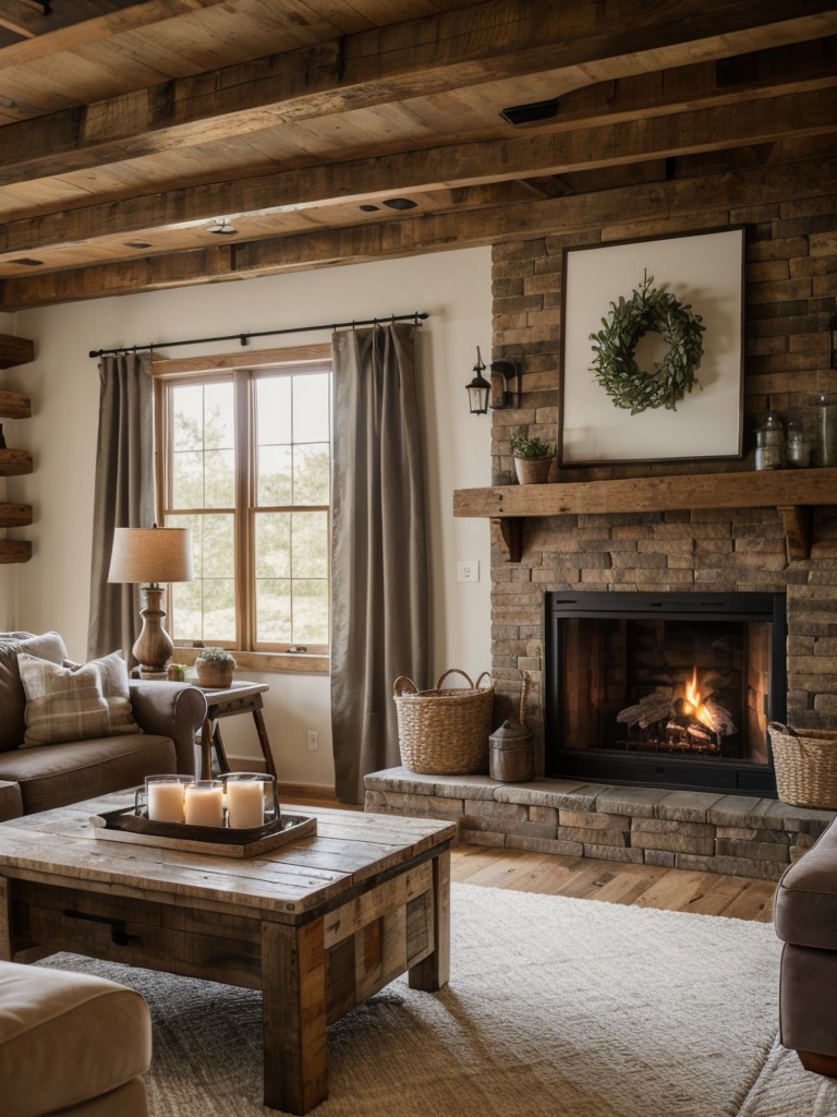 rustic-farmhouse-living-room-exposed-beams-reclaimed-wood-furniture-cozy-fireplace