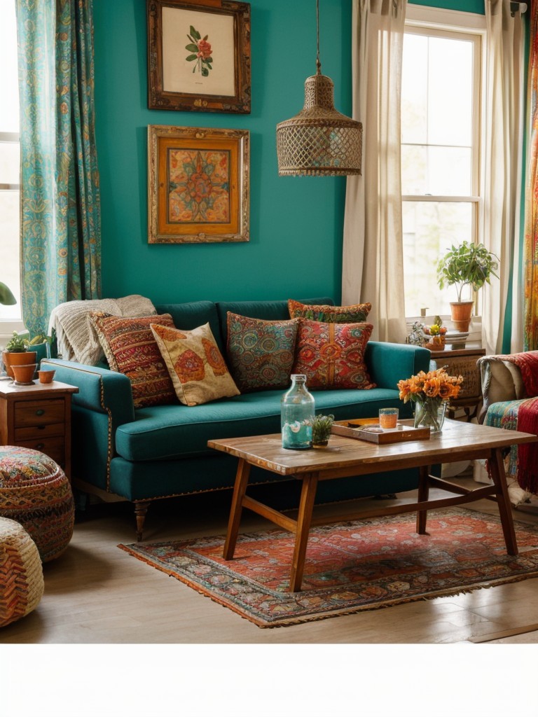 bohemian-living-room-ideas-vibrant-colors-eclectic-patterns-mix-vintage-handmade-furniture