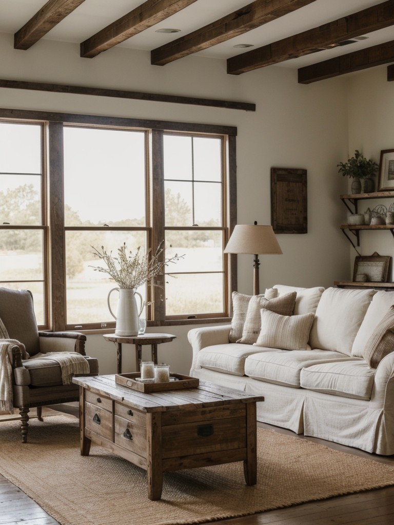 farmhouse-living-room-ideas-highlighting-vintage-furniture-cozy-textiles-rustic-decor-accents