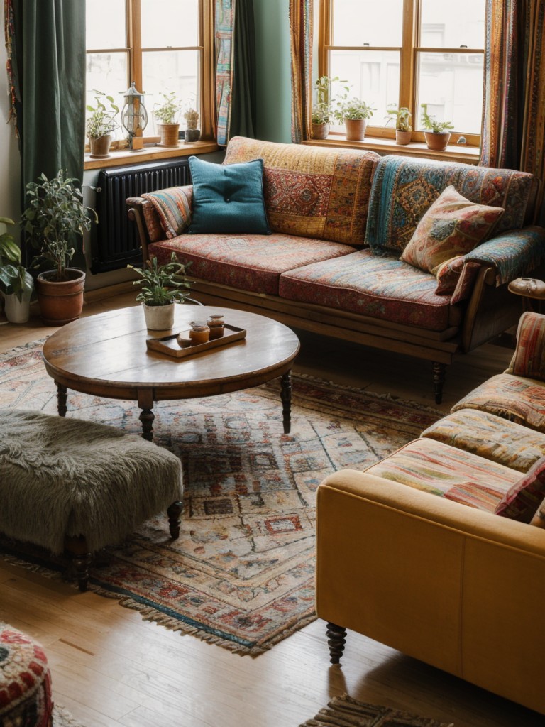 bohemian-living-room-ideas-vibrant-colors-eclectic-furniture-lots-cozy-textures