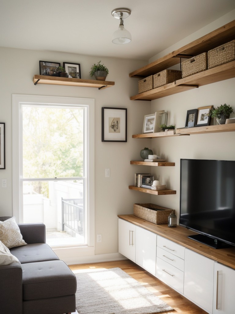 creative-ways-to-maximize-storage-small-living-room-such-utilizing-floating-shelves-under-sofa-storage