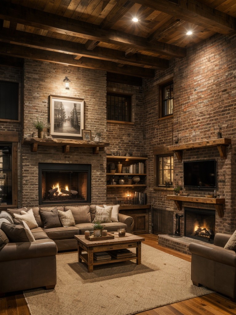 rustic-living-room-ideas-exposed-brick-walls-reclaimed-wood-accents-cozy-fireplace-charming-cozy-ambiance