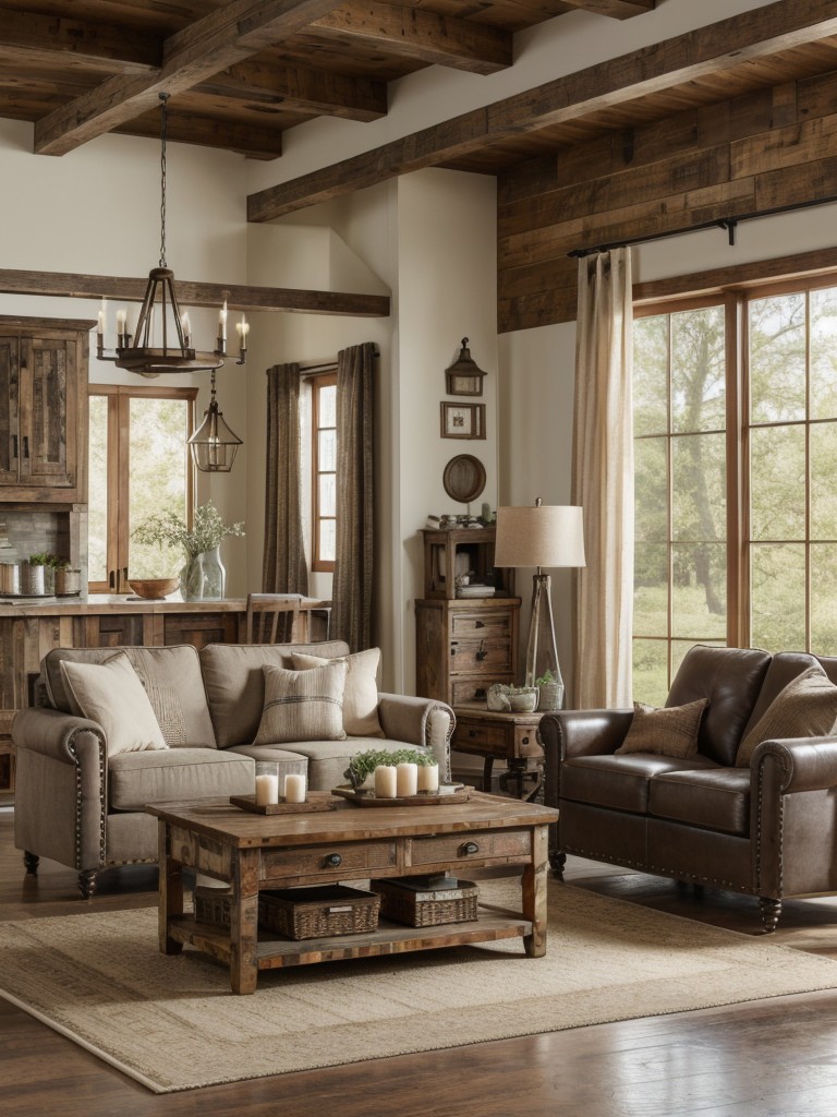 farmhouse-style-living-room-ideas-rustic-furniture-distressed-wood-accents-vintage-decor-pieces
