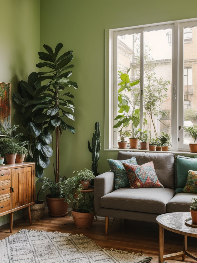 bohemian-living-room-ideas-eclectic-furniture-vibrant-colors-plenty-plants-relaxed-free-spirited-atmosphere