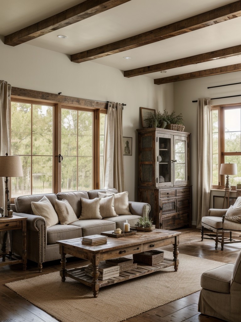 farmhouse-living-room-ideas-distressed-wood-accents-vintage-inspired-decor-charming-cozy-ambiance