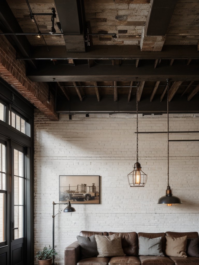 industrial-living-room-ideas-exposed-brick-walls-metal-accents-using-mix-rustic-furniture-vintage-lighting-fixtures-rough-textures
