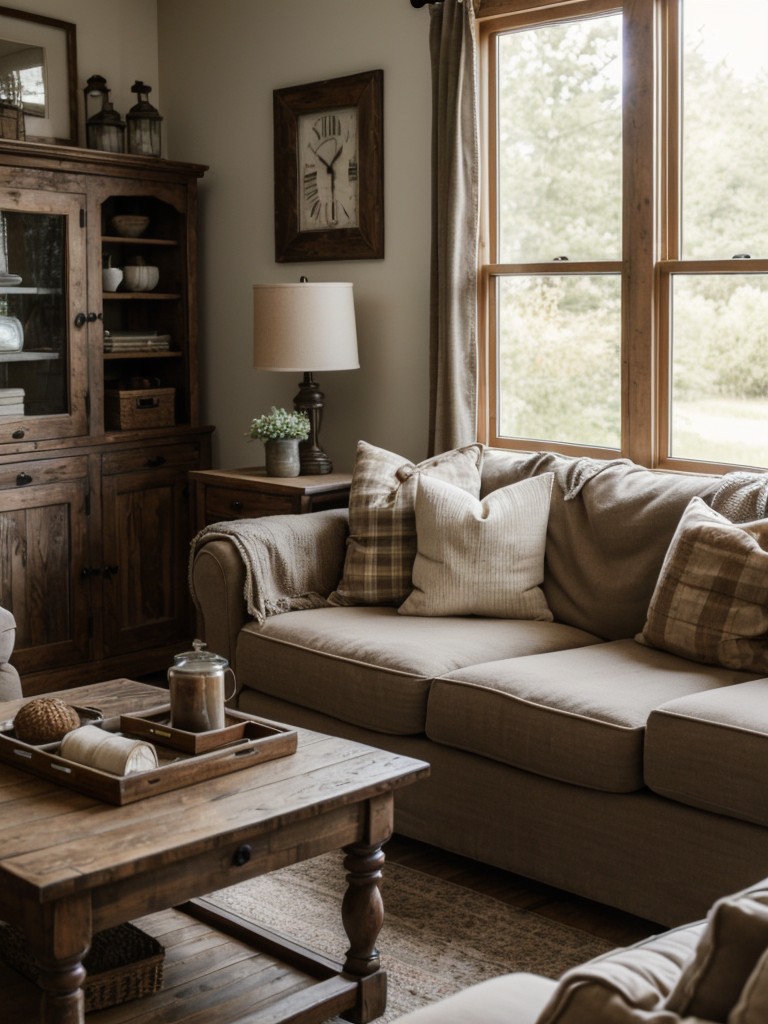 cozy-farmhouse-living-room-ideas-distressed-wood-furniture-soft-earthy-tones-vintage-accents-charming-rustic-look
