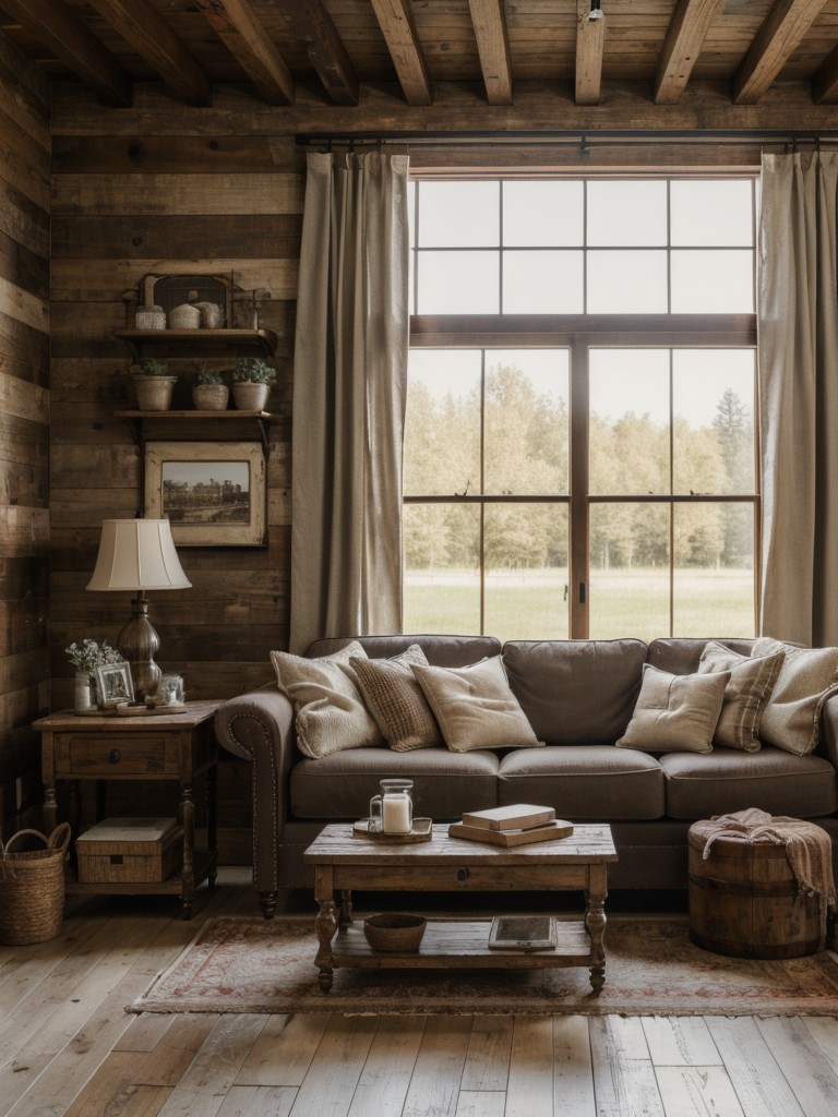 farmhouse-living-room-ideas-distressed-wood-vintage-accessories-cozy-fabrics-charming-rustic-feel